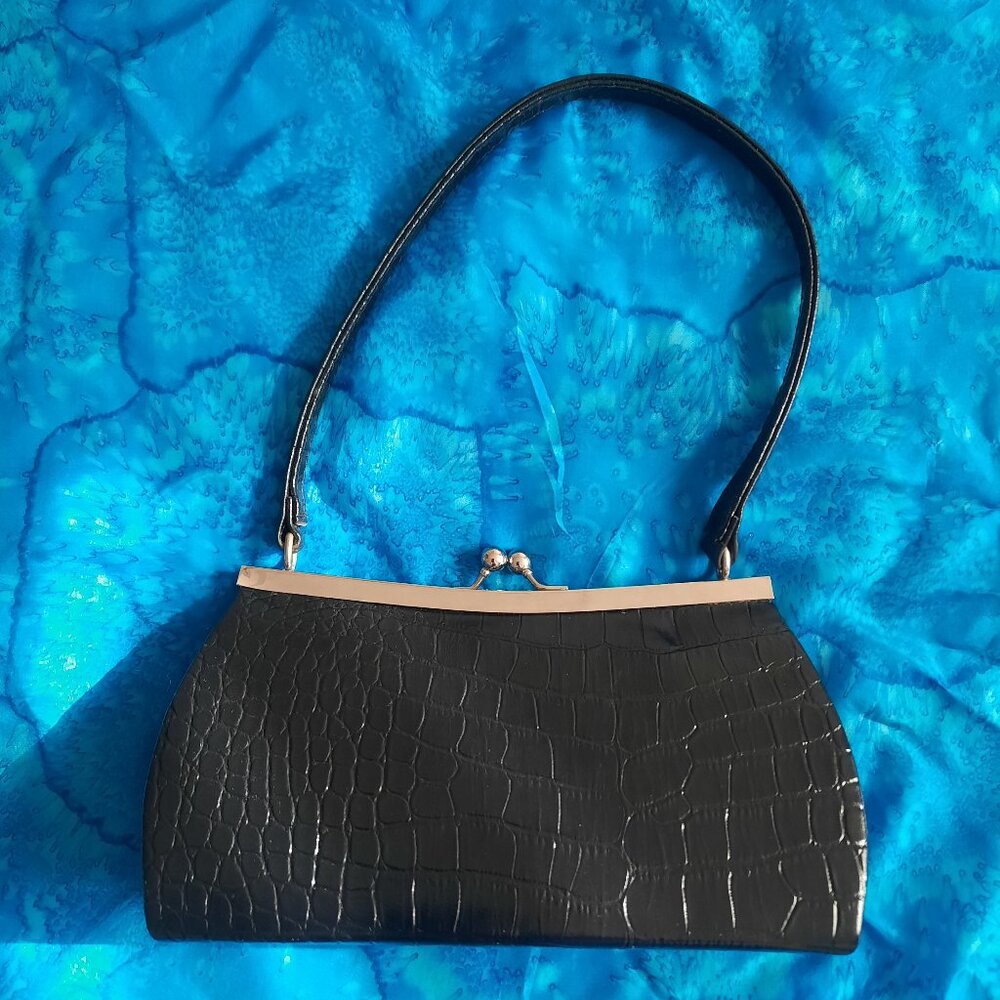 Bijoux Terner Black Faux Crocodile Purse